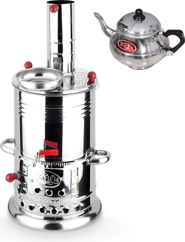Holzkohle Samowar Kömürlü Odun Semaver Camping Teekocher Produktbild 