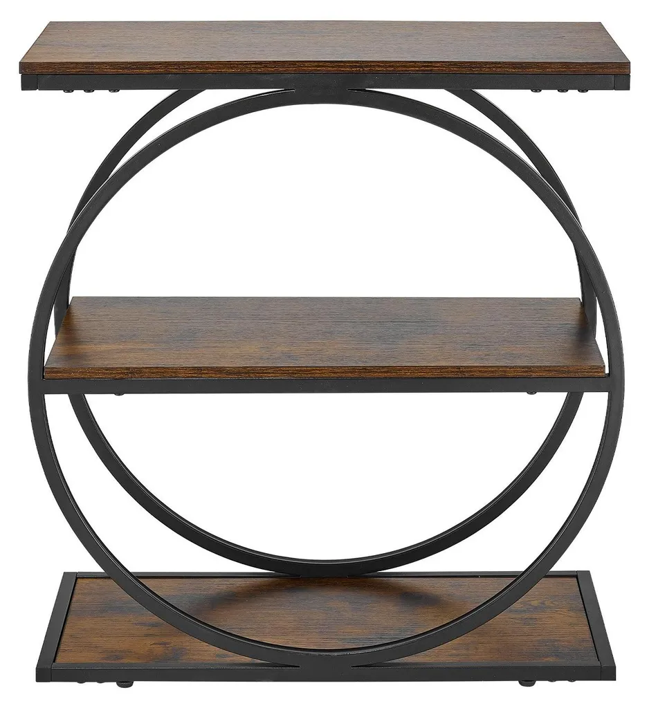 Table d'appoint étroite à 3 niveaux structure métal marron rustique - 10