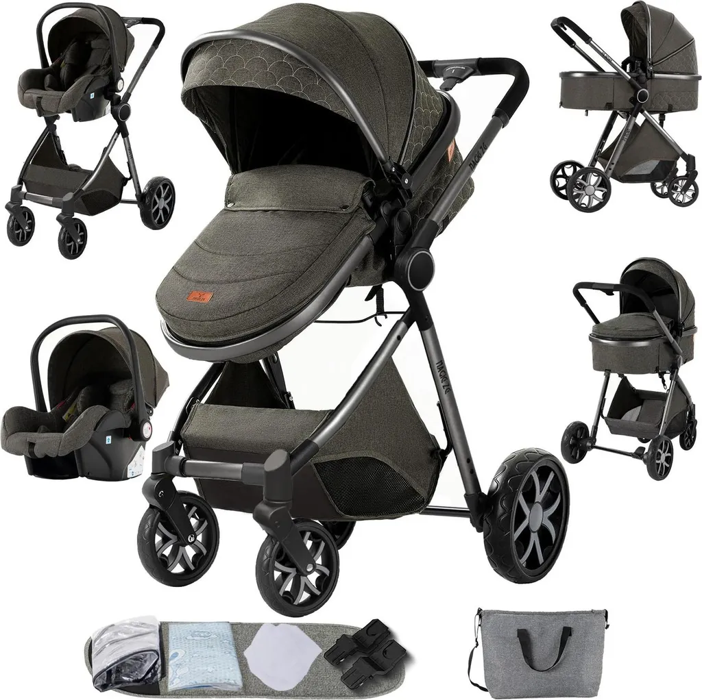 Poussette bébé pliable XV9-GRIS PROFOND avec large panier de rangement