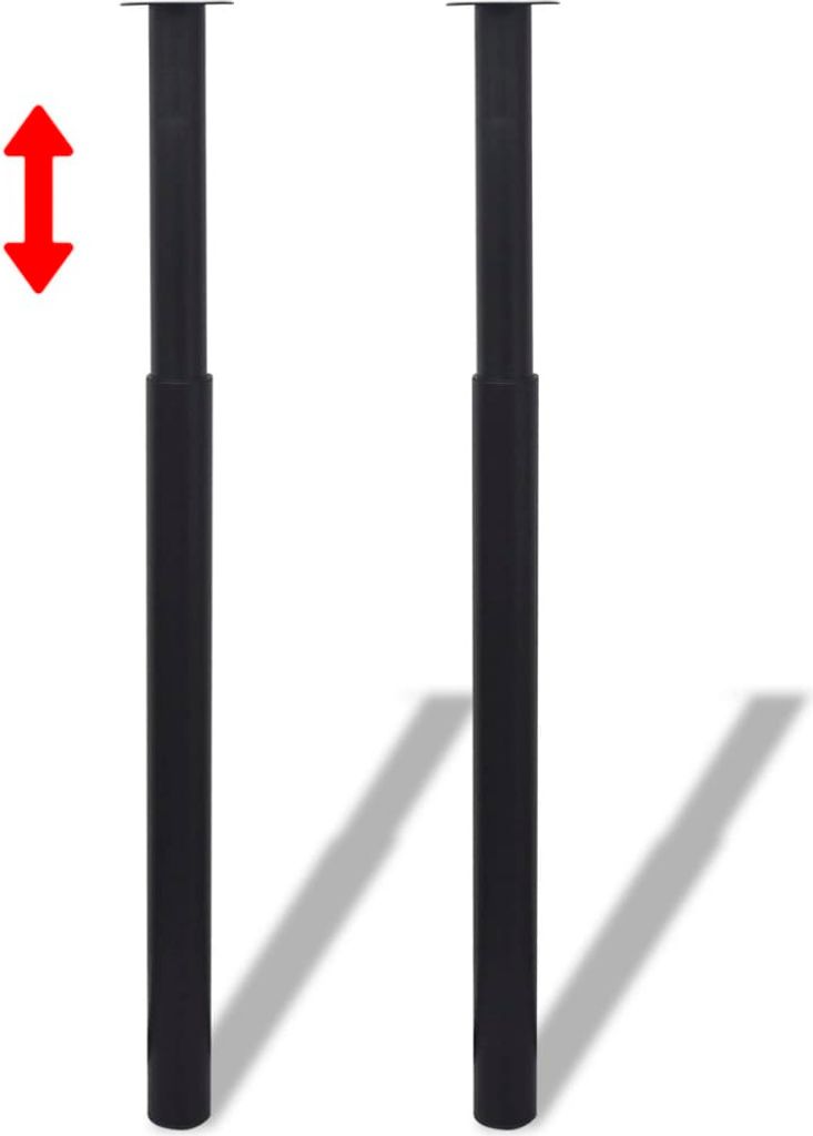 2 x Teleskopfuß Tischfuß Stützfuß Tischbein Schwarz 710 mm-1100 mm