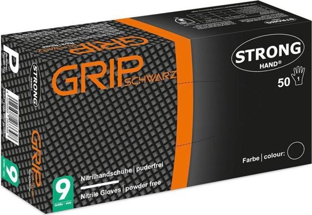 Gant à usage unique Grip,nitrile,non poudré, noir,taille Image du produit 