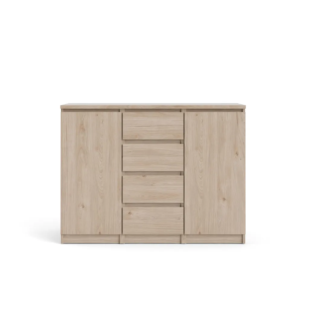 Buffet Nada 2 Portes 4 Tiroirs Finition Hickory Robuste et Design Boisé