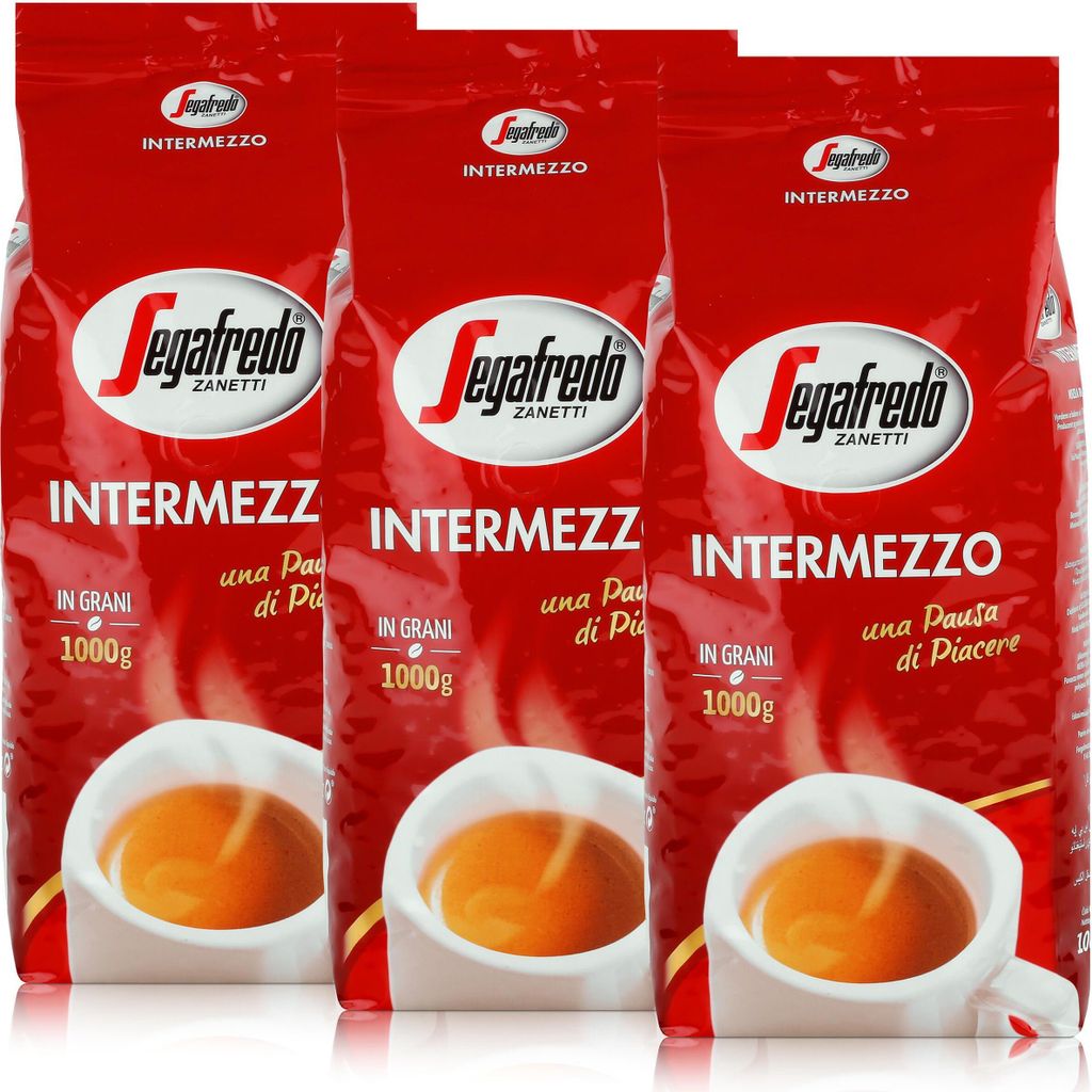 Segafredo Intermezzo Espresso Kaffee-Bohnen 1kg - Stark & Würzig (3er Pack)