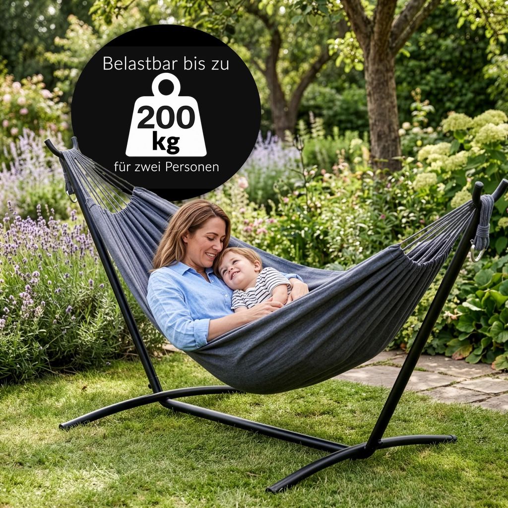LEHMANN Hngematte mit Gestell fr 2 Personen, max. 200 kg