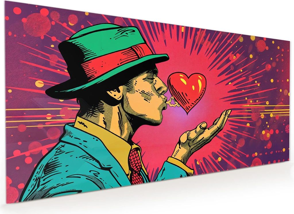 Küchenrückwand Spritzschutz Glas mit Motiv Kuss der Liebe 40 x 40 cm