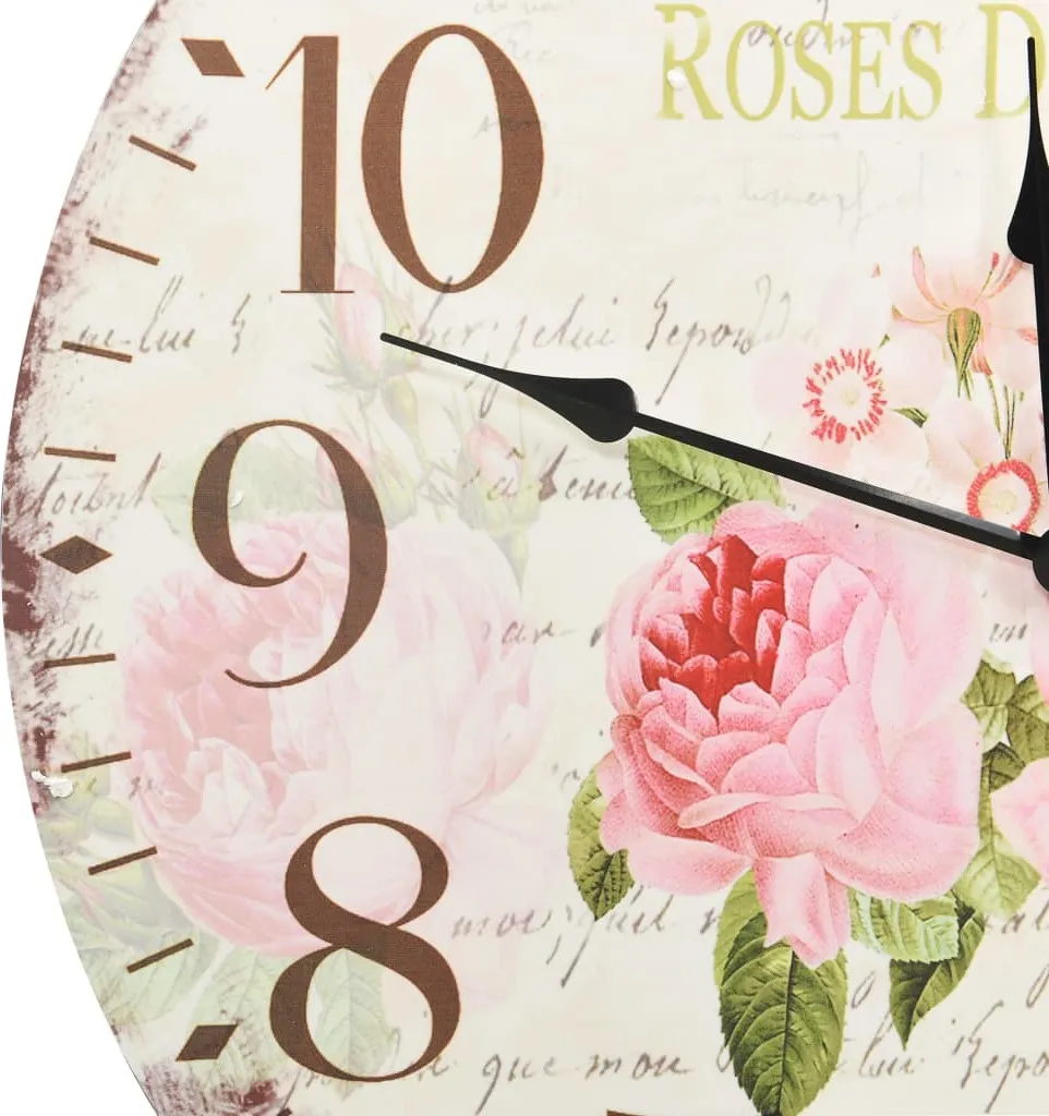 Orologio da Parete Vintage a Fiori vidaXL 60 cm - Arredo Shabby Chic - 4