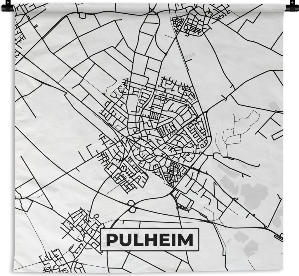 MuchoWow Wandteppich Wandbehang Karte - Stadtplan - Pulheim - Karte 120x120 cm Tapisserie Dekoration Wandtuch - Modern - Baumwollgewebe