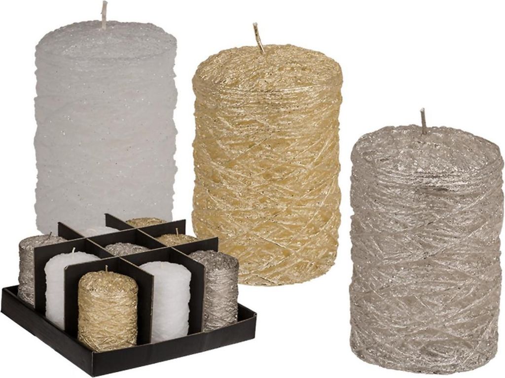 Stumpenkerze mit Glitter, ca. 10 x 6,5 cm