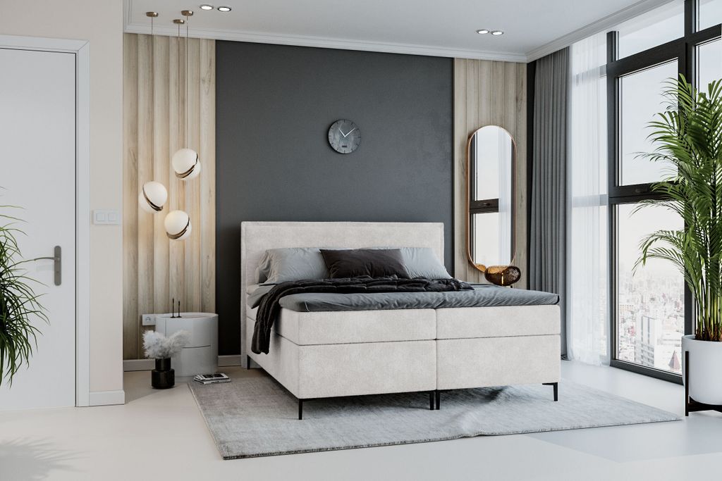 VELAR Boxspringbett mit bettkasten "BOUCLE 1", 160 cm, Weiß