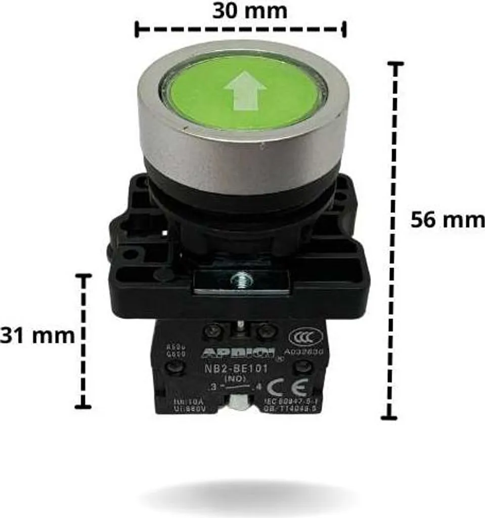 Commande de montée-descente pour treuil - Bouton vert 1 x NO et 1 x NC
