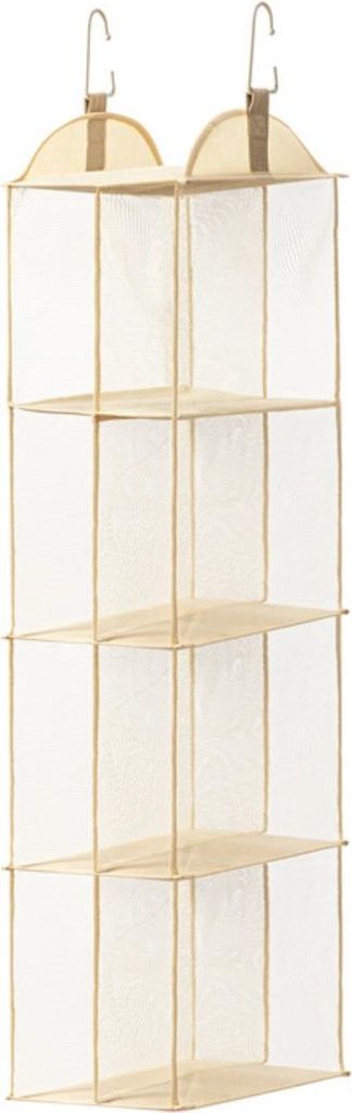 INF 4-lagige Hängeaufbewahrungstasche - Vliesstoff Organizer für Kleidung Beige