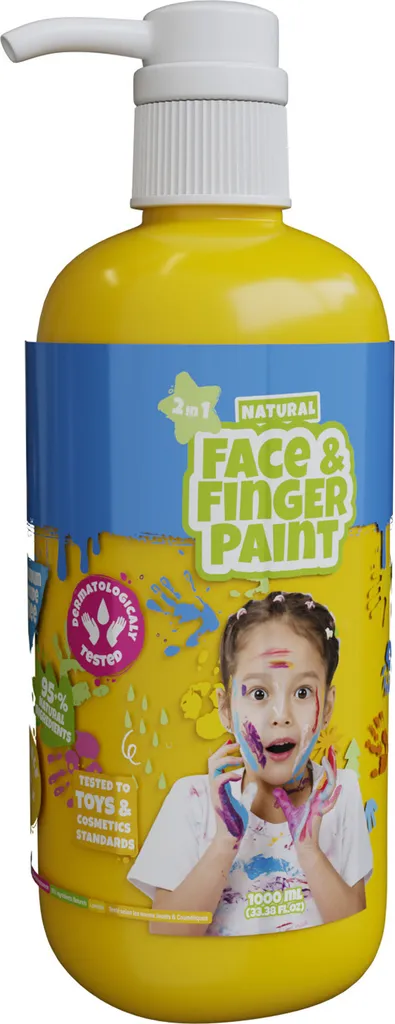 Peinture jaune 1L lavable à pompe pour activités manuelles et visage