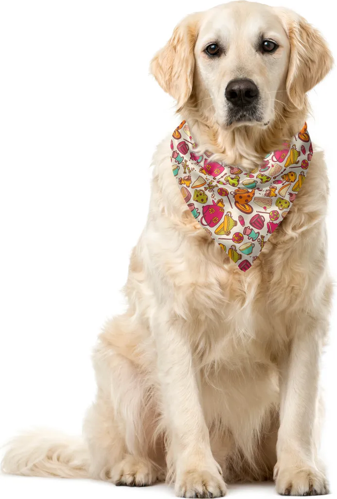 ABAKUHAUS Bandana Pet Tea Party 55cm - Design Vintage per Cani e Gatti