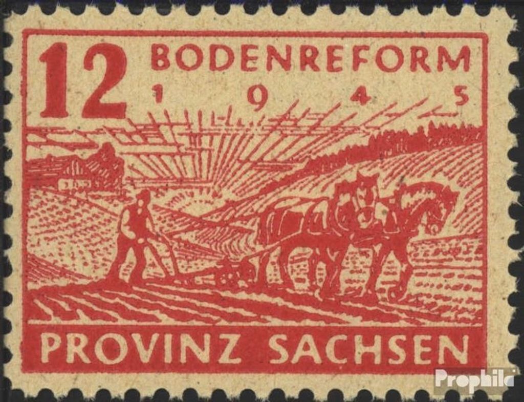 Briefmarken Sowjetische Zone (All.Bes.) 1945 Mi 86A w b , Postmeistertrennung gestempelt Bodenreform