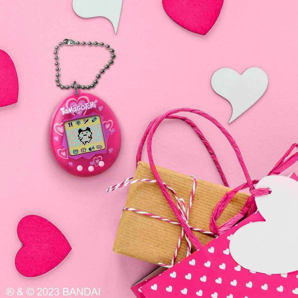 Tamagotchi Original Collezione Colore - Versione Rosa Trasparente Con Glitter - Gioco Elettronico Anni '90 - Dai 6 Anni