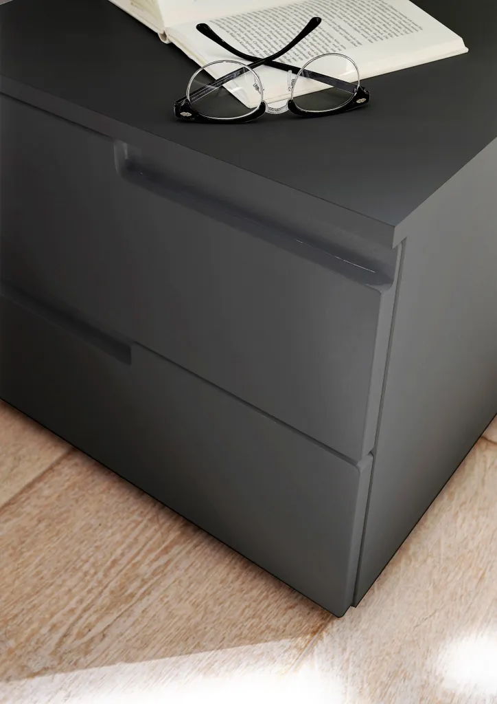 Table de Chevet Gain de Place Spice Graphite - Rangement de Nuit Compact