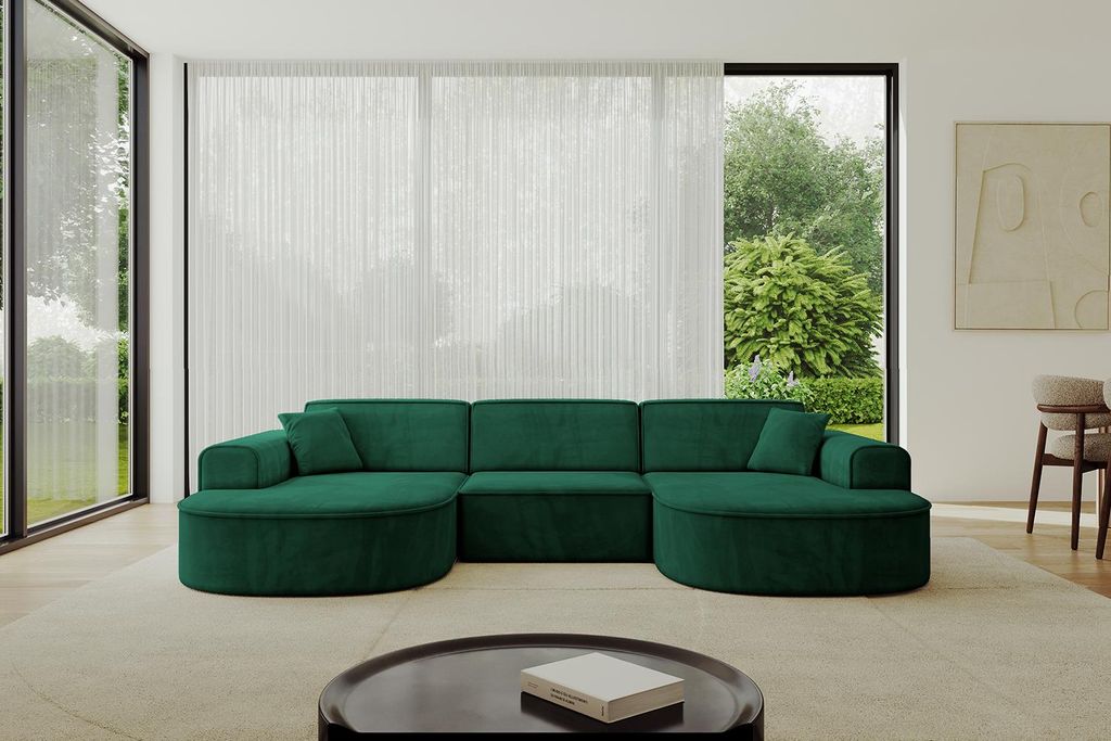 ALTDECOR Ecksofa in U-Form MARI-U1 -303x171x79,5 cm Grün - Corner Sofa Bett Eckcouch Couch L-Form Wohnlandschaft Cauchsofa