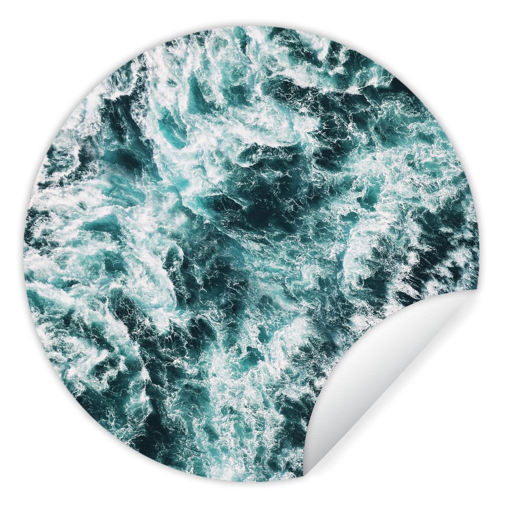 MuchoWow Runde Wandtattoo - Wandsticker Tapete Aufkleber Meer - Blau - Natur - Wasser Ø 50 cm Selbstklebend und Repositionierbar - Wandaufkleber...
