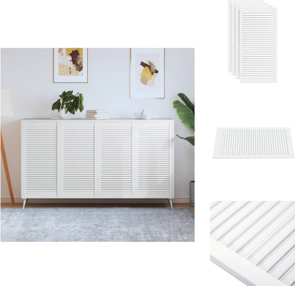 vidaXL Schranktüren Lamellen-Design 4 Stk Weiß 99,3x49,4 cm Massivholz - Schranktüren