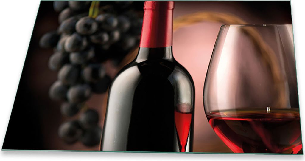 Herdabdeckplatte Glaskeramikkochfeld-Abdeckung Spritzschutz Glas Universal 80x52 Wein Rot