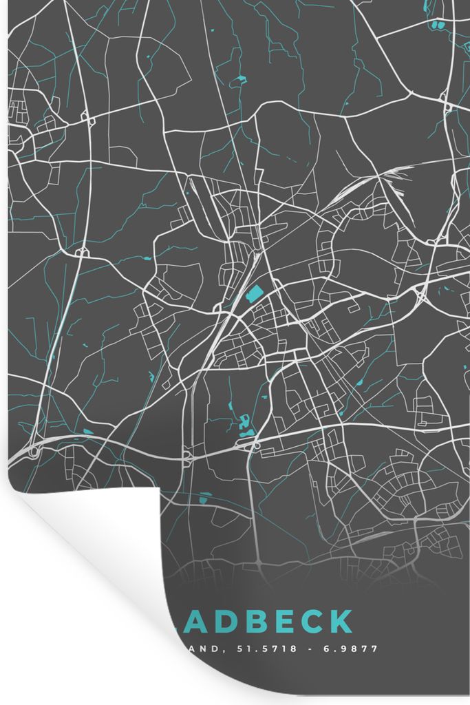 MuchoWow Wandtattoo Wandsticker Wandaufkleber Blau - Deutschland - Karte - Stadtplan - Gladbeck 40x60 cm Selbstklebend und Repositionierbar - Wie...