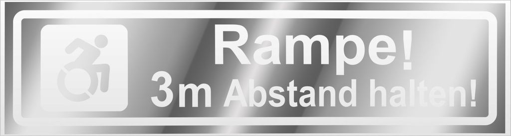 Kiwistar Rampe Motiv 3m Abstand invertiert Magnetschild Schild magnetisch - 30cm Chrom - Magnetfolie für Auto PKW Kfz
