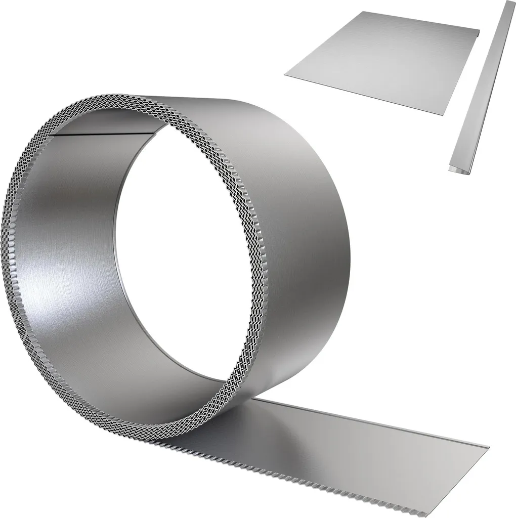 JOIEYOU Bordure de pelouse Métal 10M en Acier Galvanisé Argenté 15cm