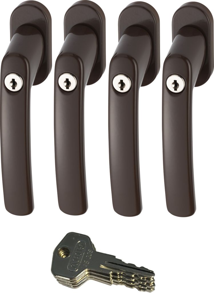 ABUS FG200 B SB abschließbarer Fenstergriff, braun im Set 4 Produktbild 
