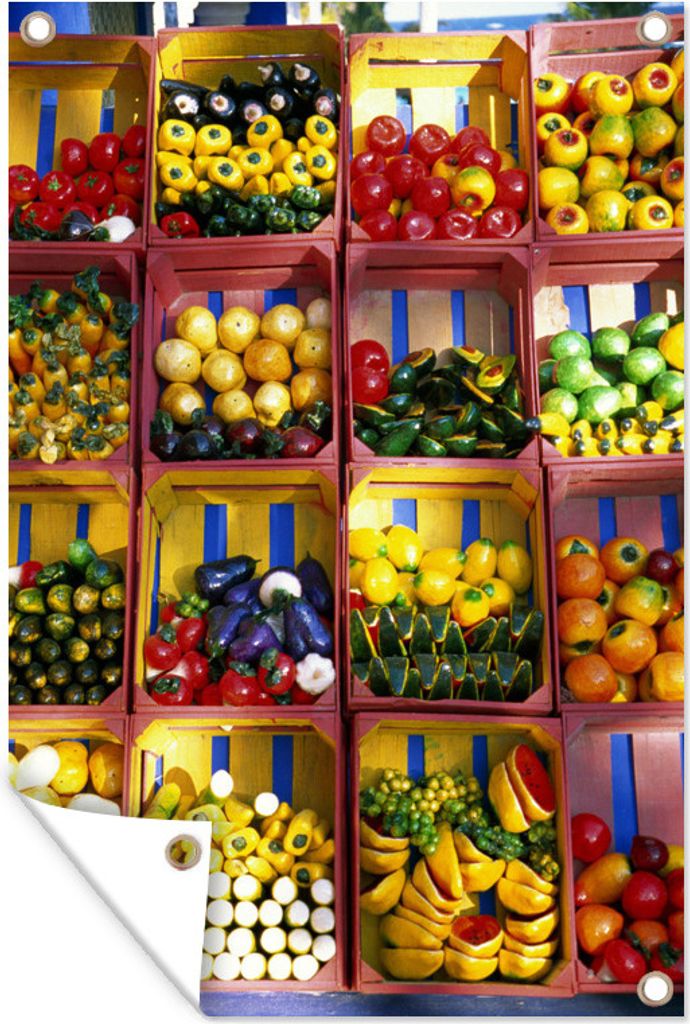 MuchoWow 80x120 cm Outdoor-Poster Gartendeko Sichtschutz Garten Poster für den Garten Obstladen in Playa del Carmen, Mexiko