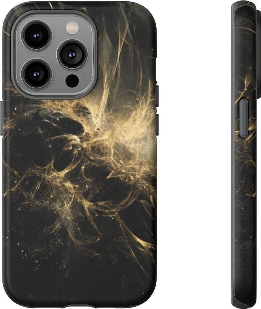 Abstrakte goldene und schwarze Wirbel – Hülle Kompatibel mit iPhone 14 Pro