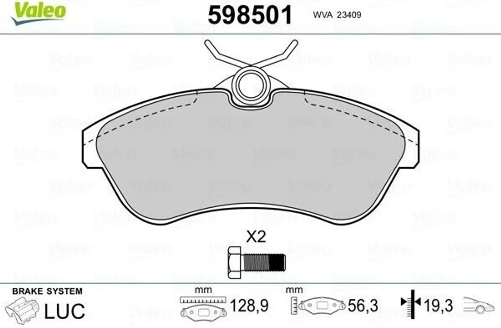 Jeu de 4 plaquettes de frein avant pour Citroën C3 II et C2 Enterprise