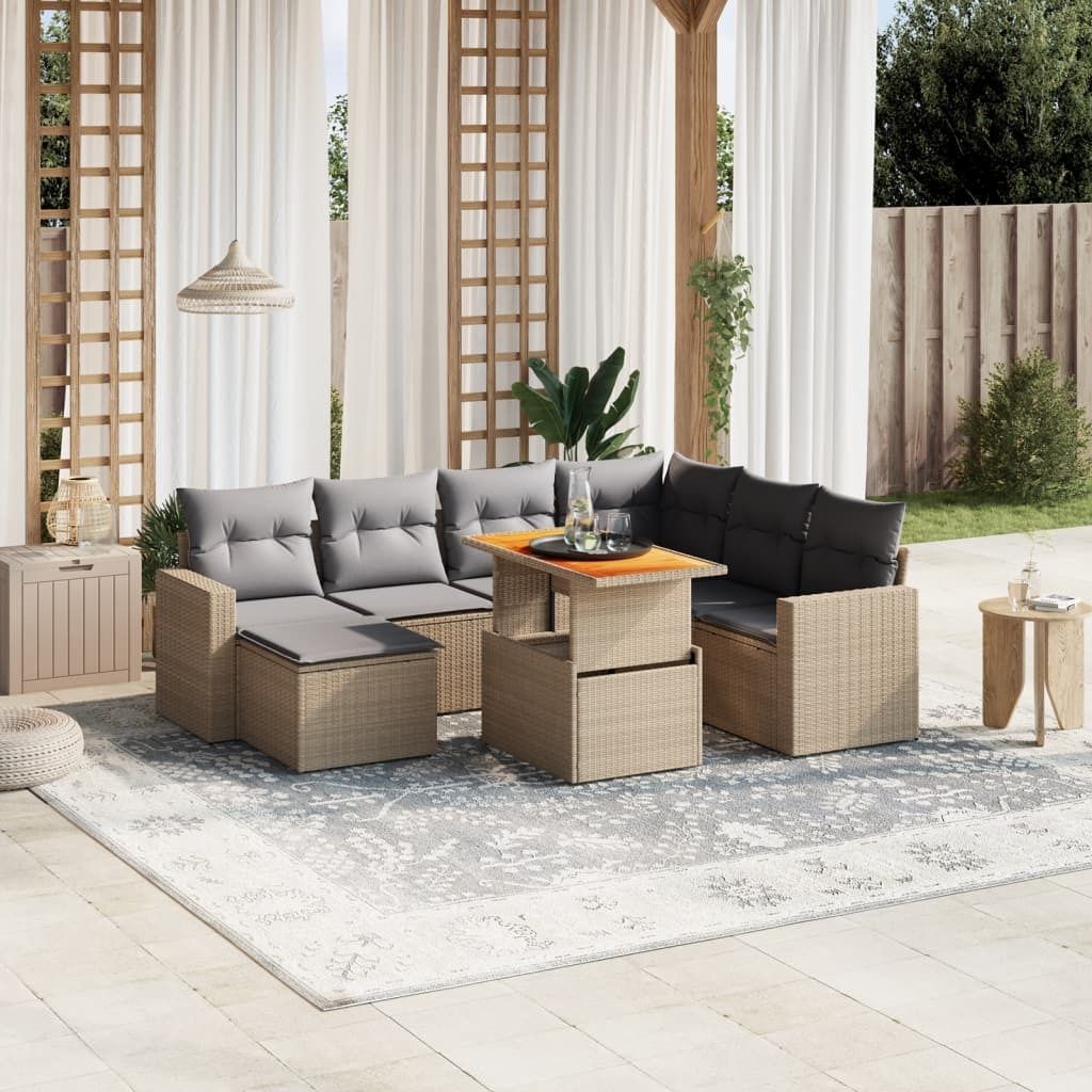 Maison Exclusive - 8-tlg. Garten-Sofagarnitur mit Kissen Beige Poly Rattan
