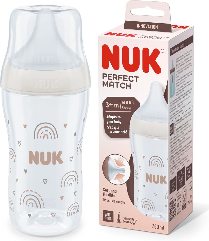 NUK Perfect Match Babyflasche | Ab 3 Monate | Passt sich Produktbild 