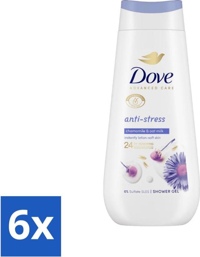 Dove Duschcreme - Anti-Stress - Kamille & Hafermilch - 225 ml - Vorteilspack - 6 Stücke