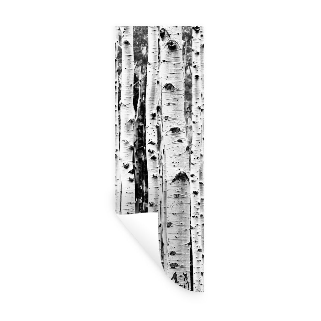 MuchoWow Wandtattoo Wandsticker Wandaufkleber Bäume - Holz - Schwarz und weiß - Natur 40x120 cm Selbstklebend und Repositionierbar - Sticker - ...