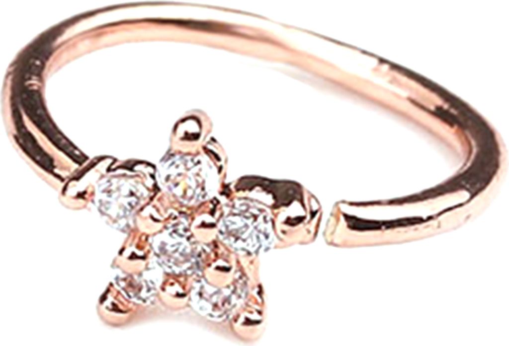 1 Stück Frauen Zirkonia eingelegte Blume Nasenring Piercing Hoop Helix Ohrring-Roségoldene Blume