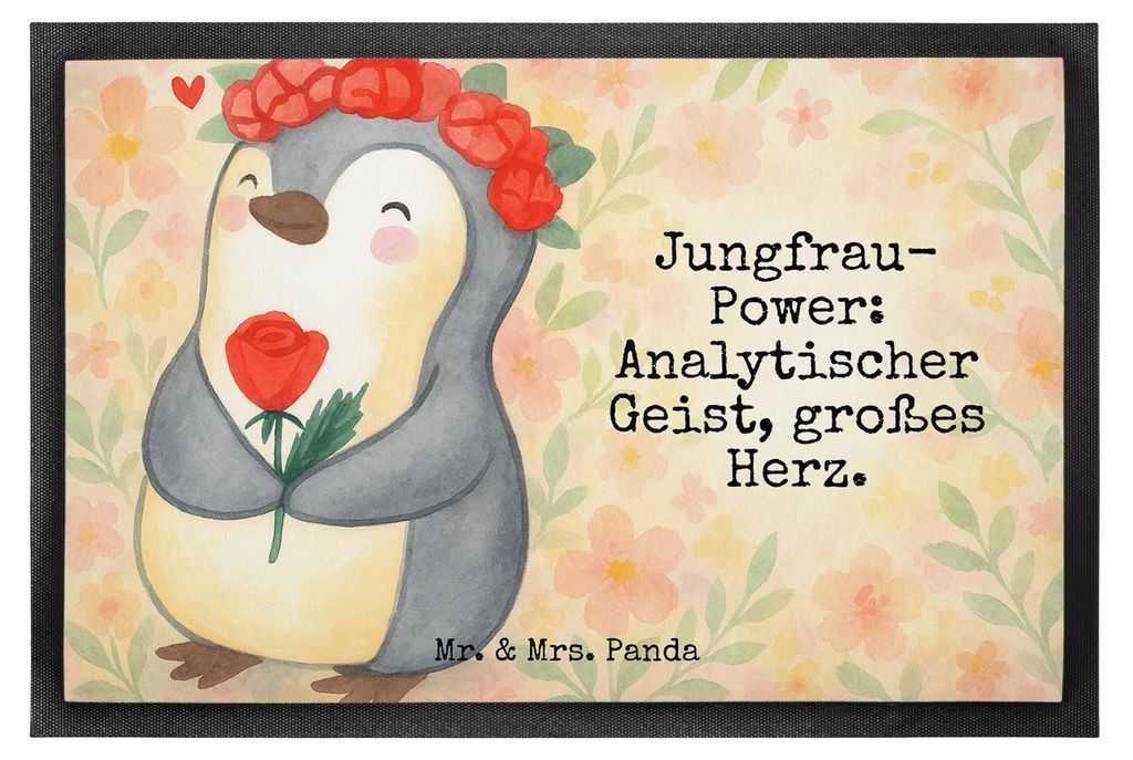 Mr. & Mrs. Panda Fussmatte Jungfrau Astrologie Design 60 x 90 cm - Weiß - Geschenk, Geburtstagsgeschenk, fußmatte, Schuhabstreifer, Fußabtreter,...