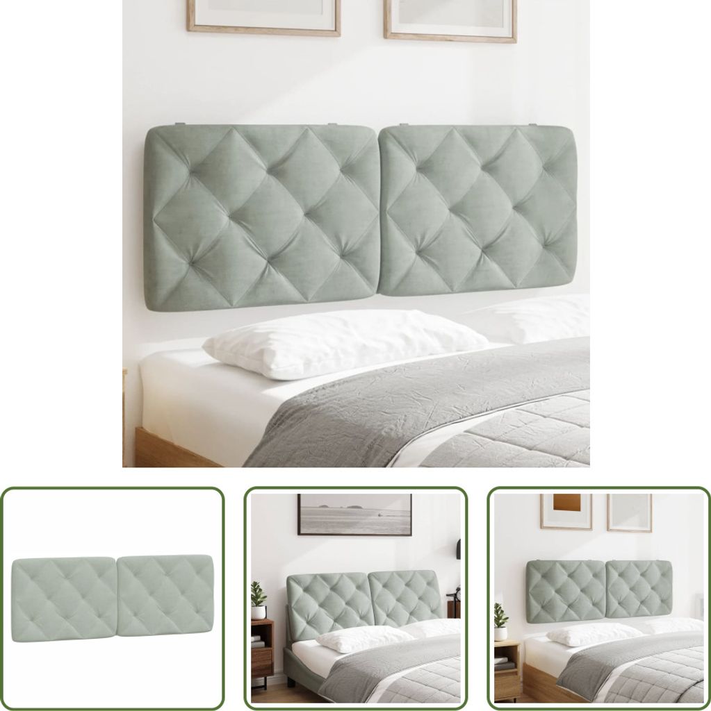 The Living Store Kopfteil-Kissen Hellgrau 120 cm Samt