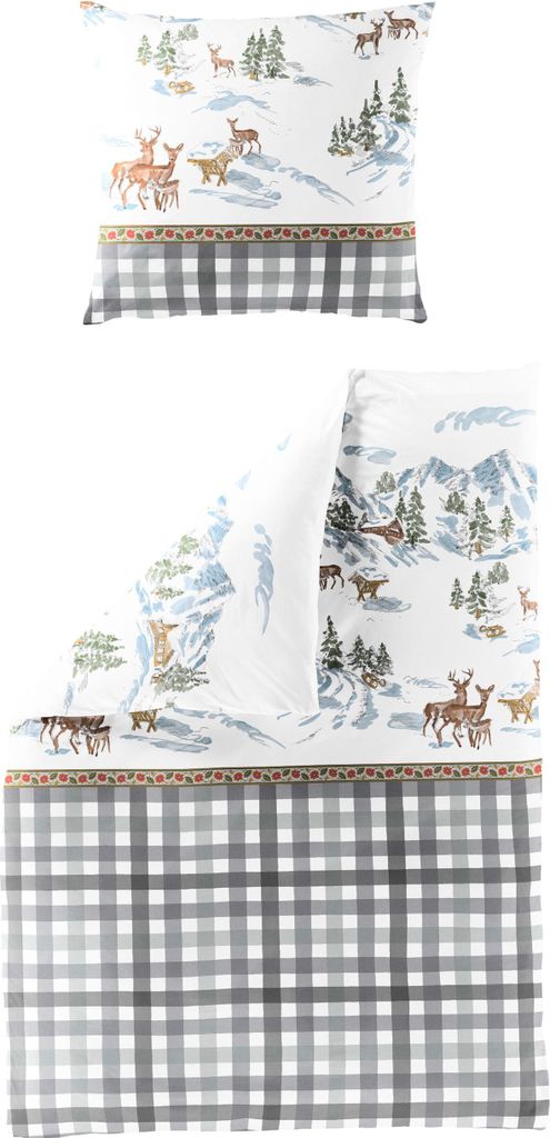 BIERBAUM Bettwäsche Biber white 135x200cm, mit 1 Kissen Bettbezug Bettzeug