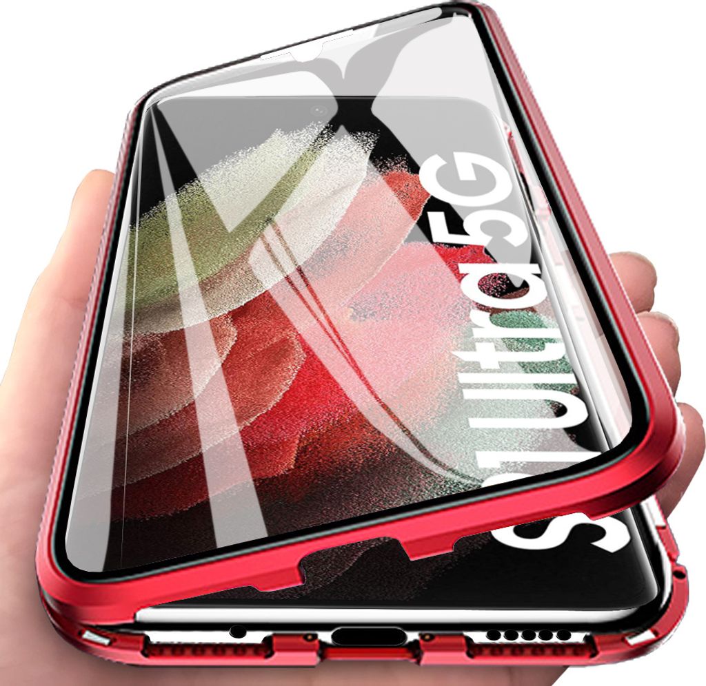 LaimTop Samsung Galaxy S21 5G Hülle, Gehärtetem Glas mit Magnetischer Adsorptionskasten 360 Grad Komplett Schutzhülle für Samsung Galaxy S21 5G...