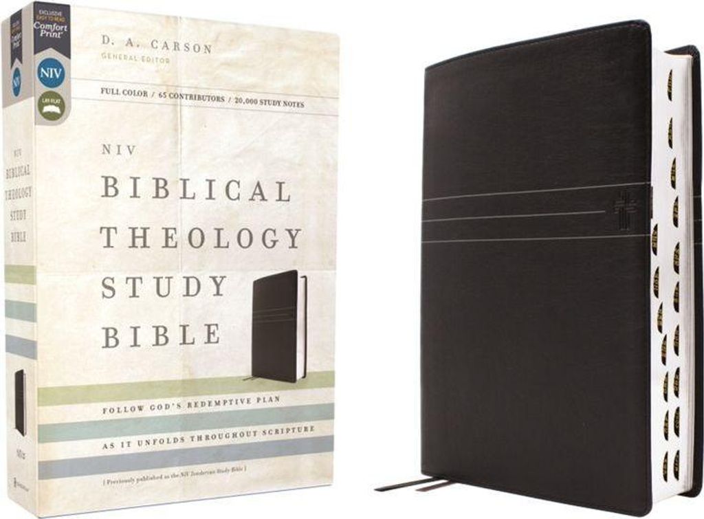 Niv, Biblical Theology Study Bible (Trace the Themes of Scripture), Leathersoft, Black, Thumb Indexed, Comfort Print