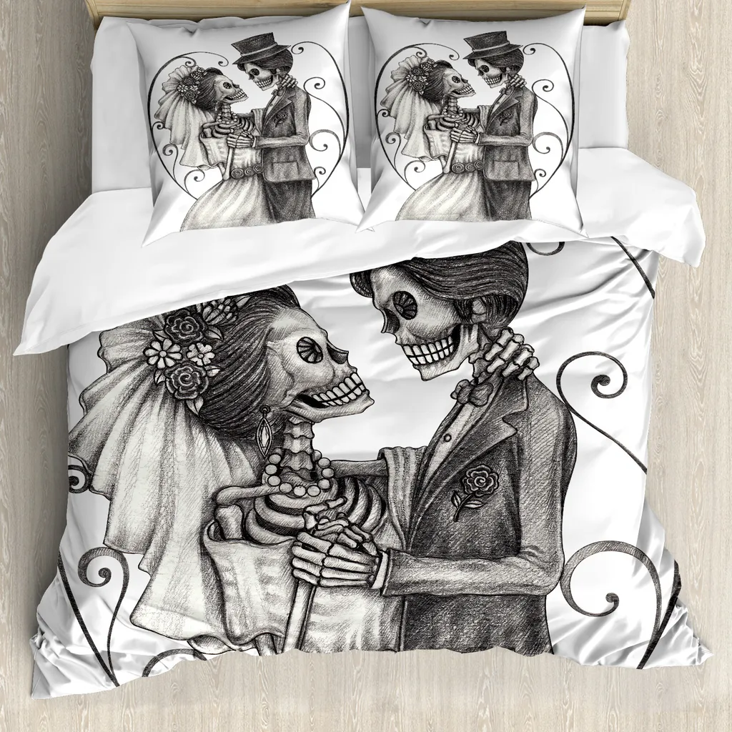 Copripiumino ABAKUHAUS Giorno dei Morti: Matrimonio Scheletro 155x220