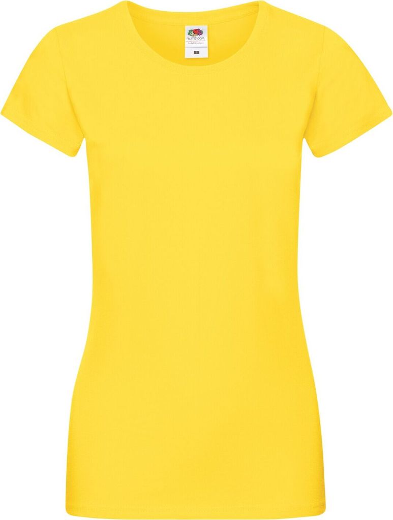 Fruit Of The Loom Damen Lady-Fit Sofspun T-Shirt, Kurzarm, Rundhalsausschnitt RW3302 (M) (Gelb)