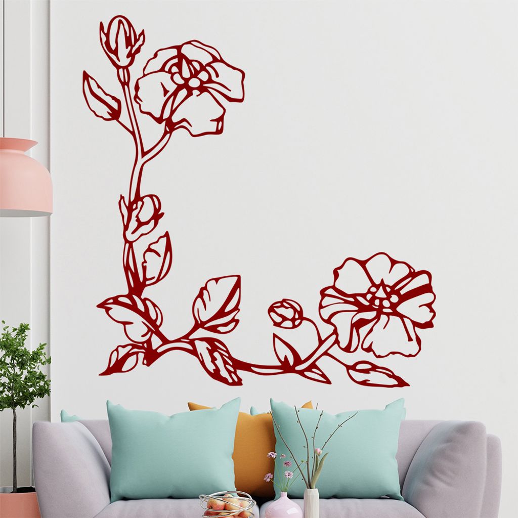 Blumen - Ranken Wandtattoo in 6 Größen - Wandaufkleber Wall Sticker - Dekoration, Küche, Wohnzimmer, Schlafzimmer, Badezimmer