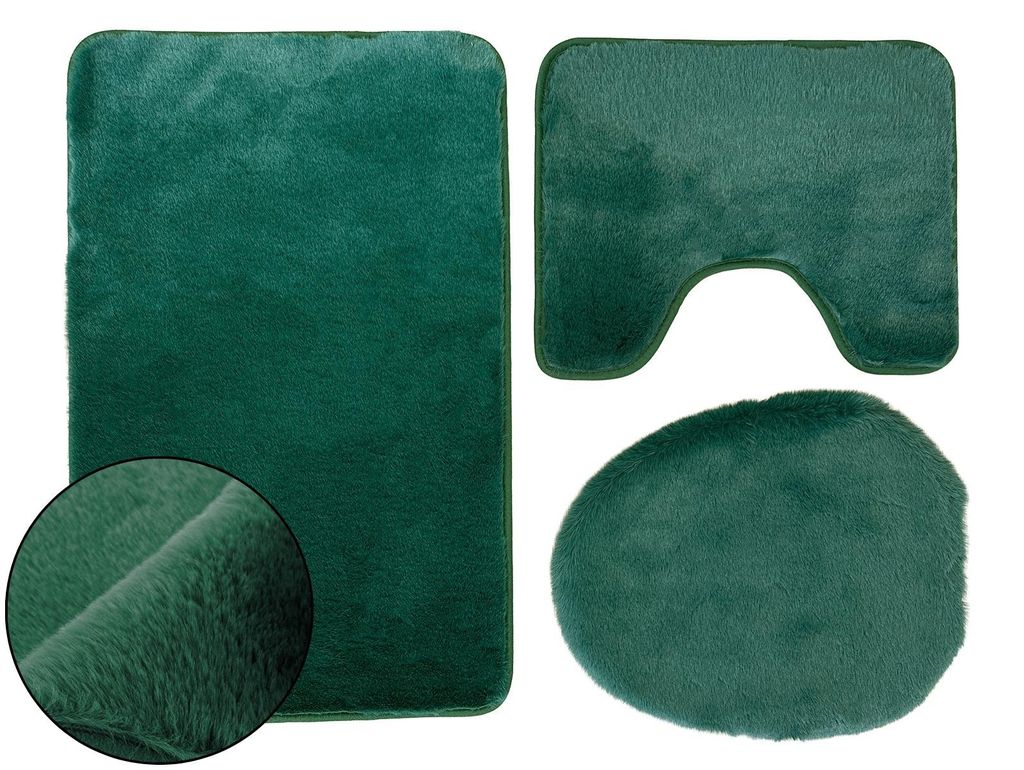 Badematte Badteppich WC-Garnitur Lombok Grün 3 TLG 50x80 cm Produktbild 