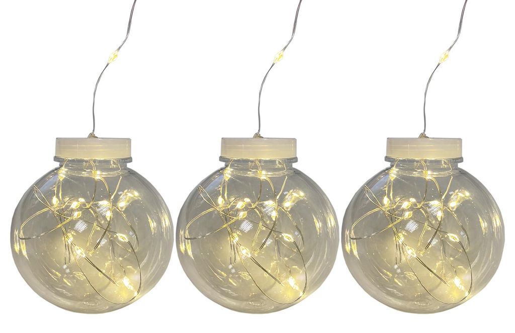 3er LED Deko Glühbirne Lichtkugel Dekokugel Kugellampe Batterie Ø8cm warmweiß