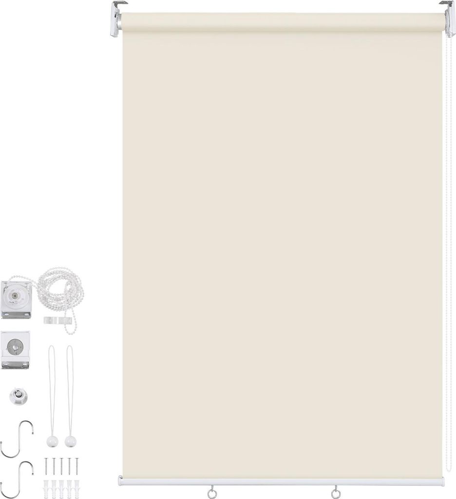 Izrielar Senkrechtmarkise 100x140 cm Balkonrollo Beige UV Schutz Sonnenschutz Sichtschutz wasserdicht wetterfest Balkon Terrasse