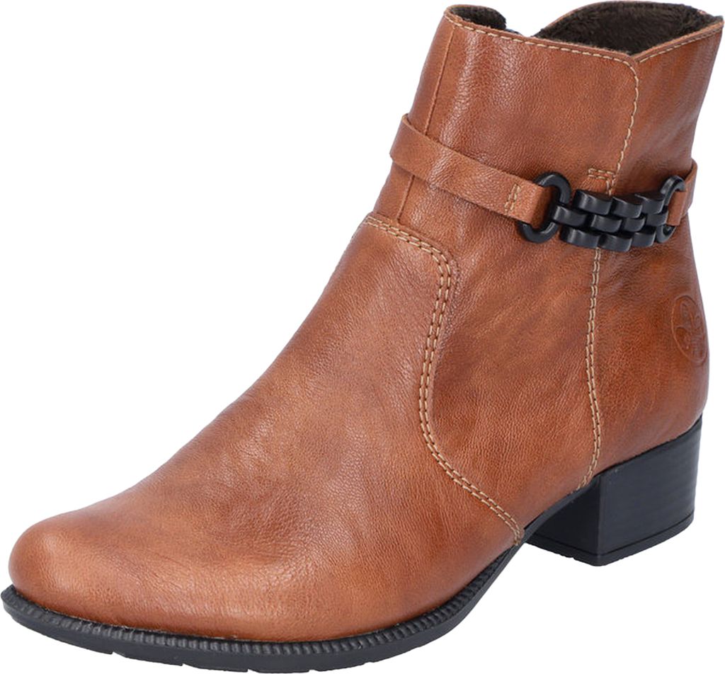 Rieker Damen Stiefelette Riemen mit Kette Blockabsatz 78676, Größe:39 EU, Farbe:Braun