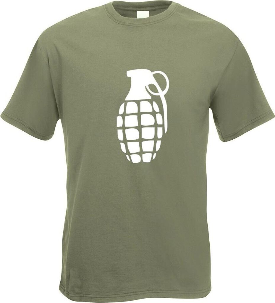 Kiwistar - T-Shirt - Olive - Handgranate Motiv Bedruckt Funshirt Design Print - mit Motiv Bedruckt - Funshirt Design - Sport - Freizeit - Herren - XXL