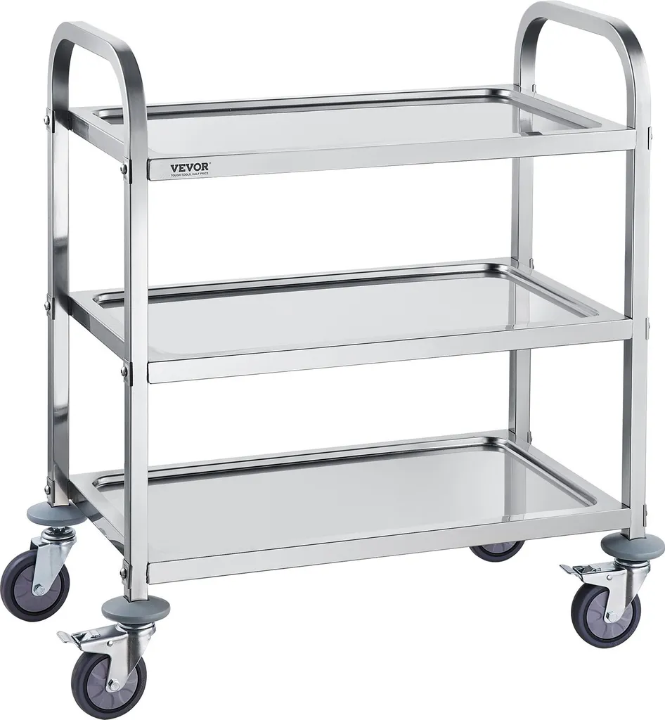 Chariot de laboratoire à 3 niveaux en acier inoxydable - Charge 181kg